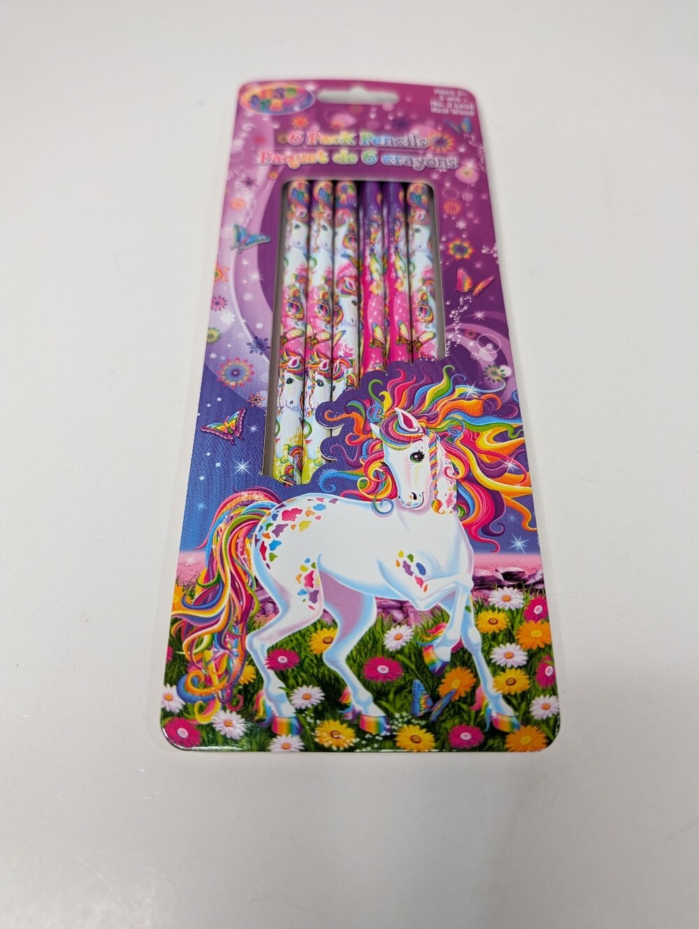 Lisa Frank Unicorn Rainbow Butterfly Flowers 6 Pack Sealed Pencils Vintage NOS